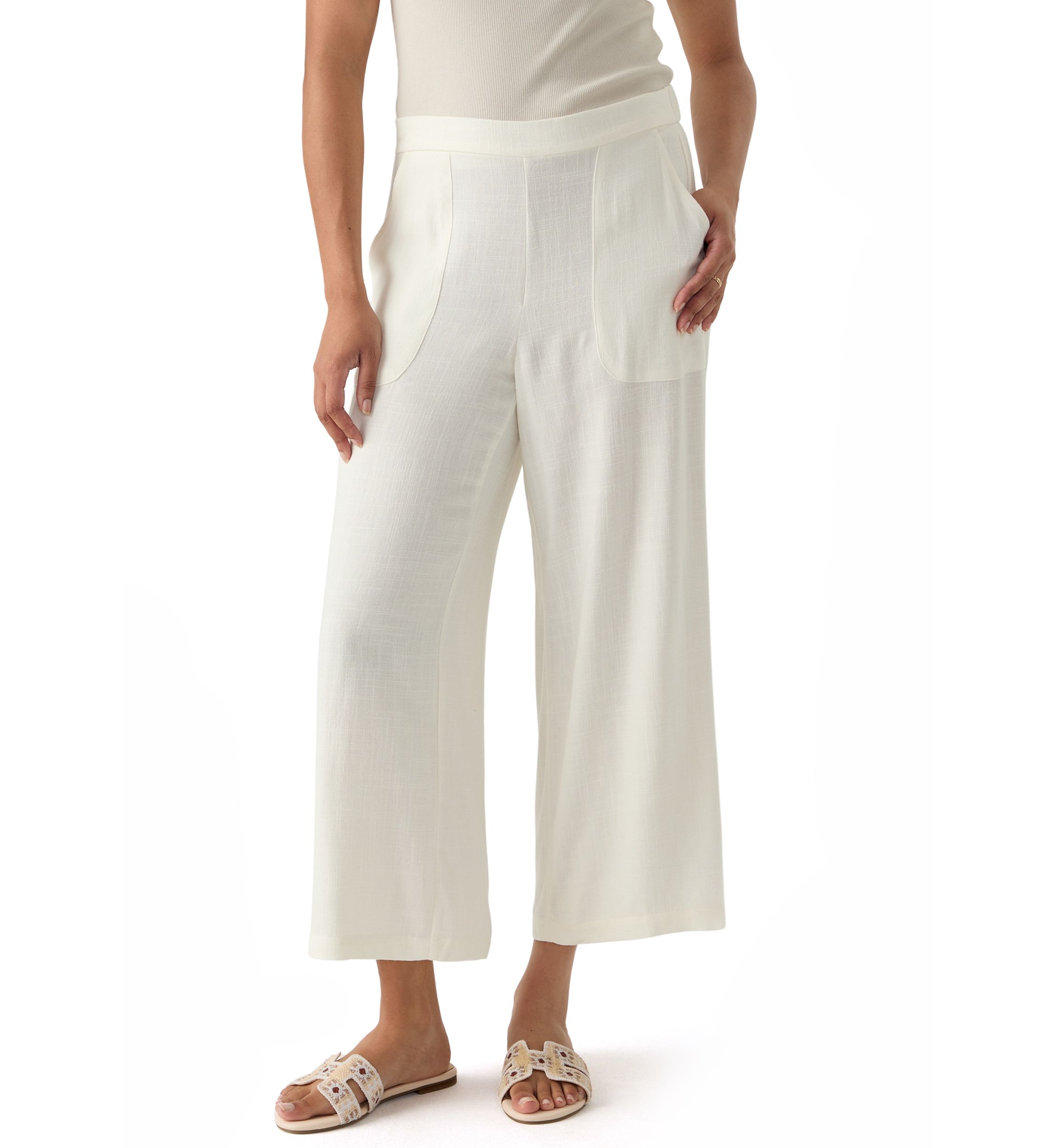 Womens Relaxed Oasis Linen Capri Pants