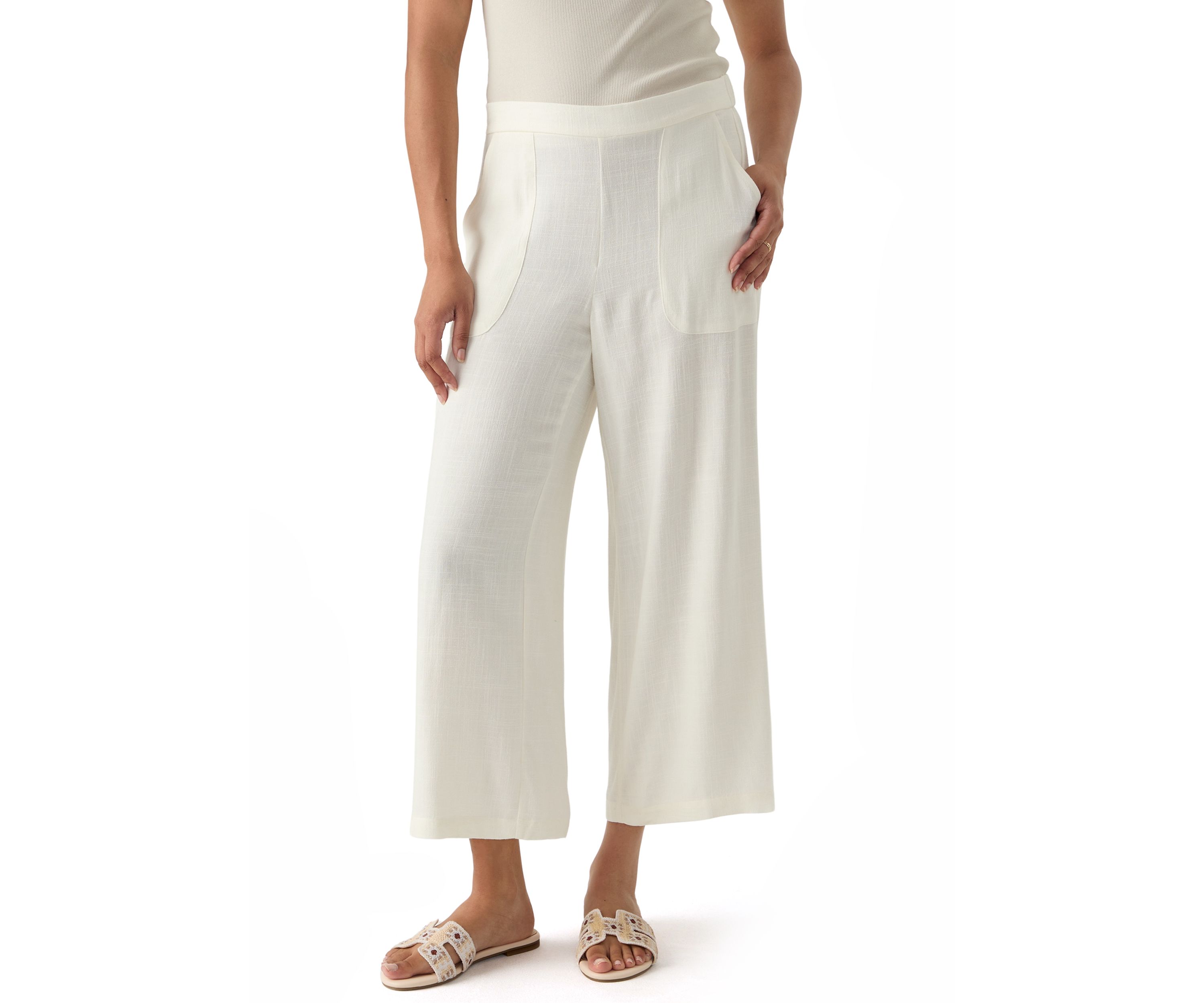 Womens Relaxed Oasis Linen Capri Pants