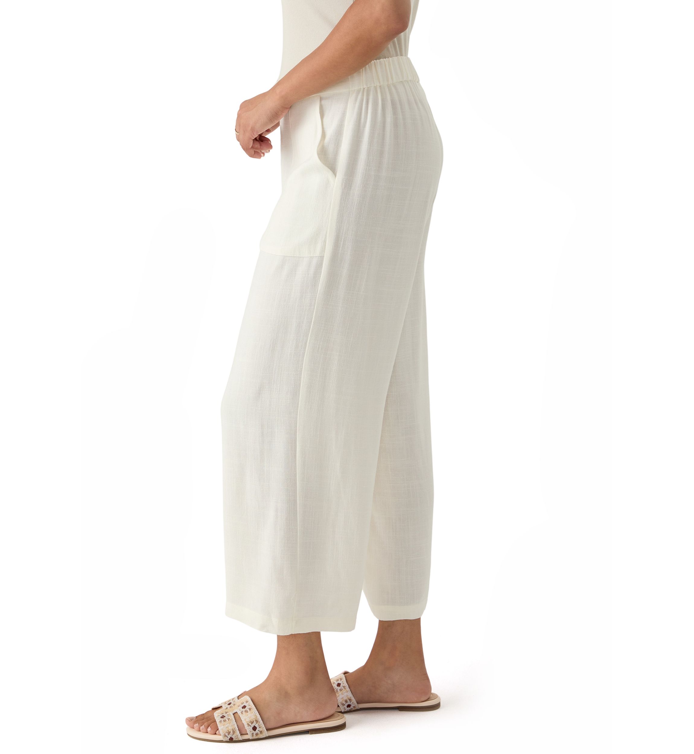 Womens Relaxed Oasis Linen Capri Pants