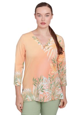 Ruby Rd Women's Tropical Ombre Embellished Knit Top