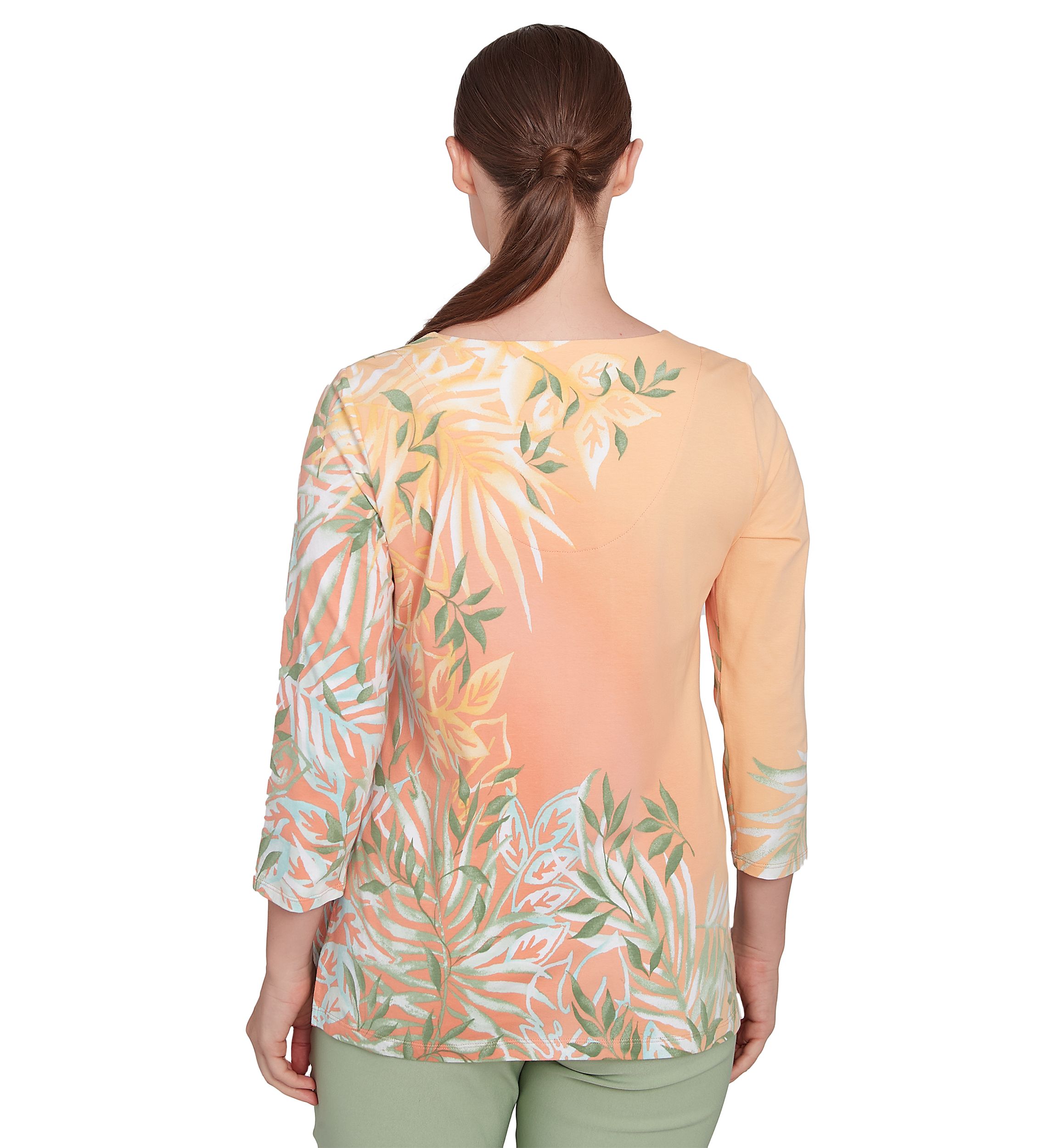 Womens Tropical Ombre Embellished Knit Top