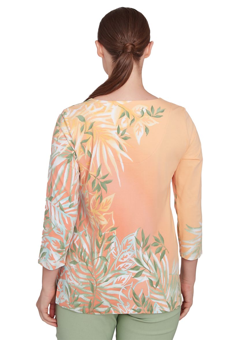 Womens Tropical Ombre Embellished Knit Top