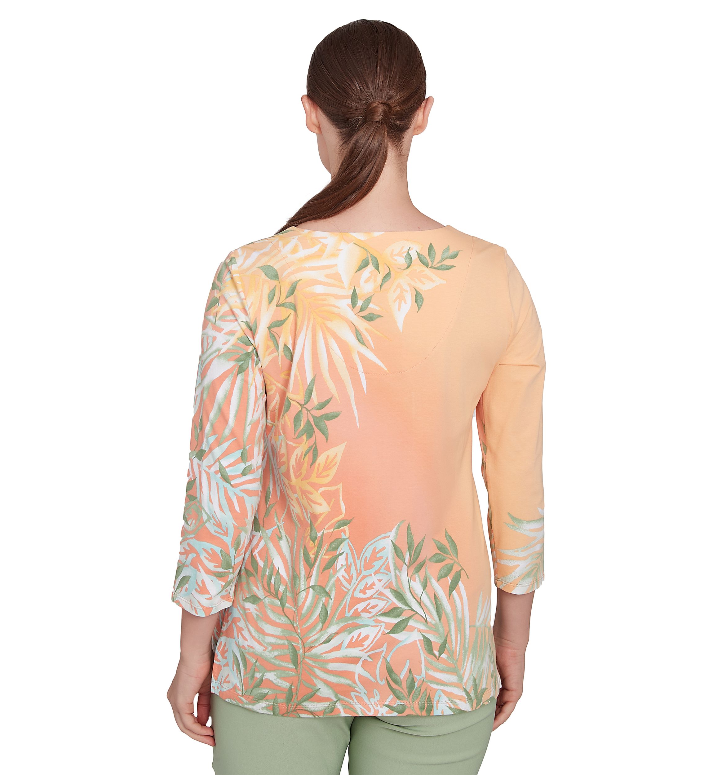 Petite Tropical Ombré Embellished Knit Top