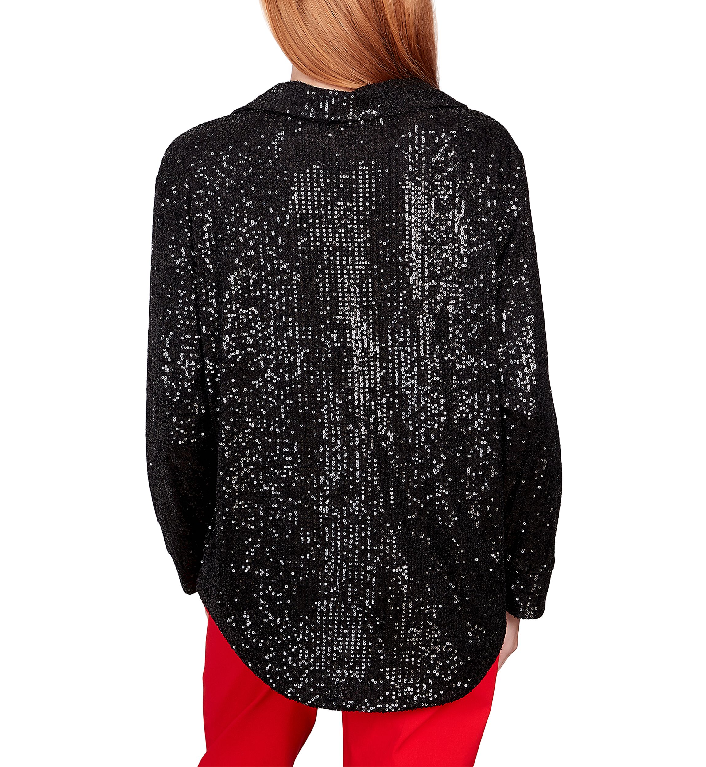 Womens Shining Sequin Snap Front Shirt Jacket