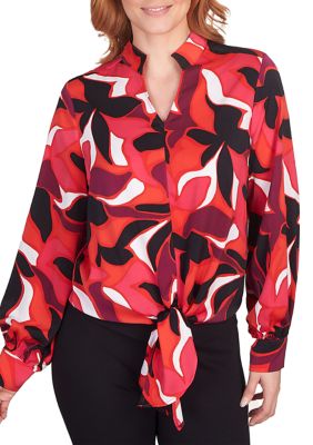 Ruby Rd. Women's Woven Ombre Silk Top Lily Multi L