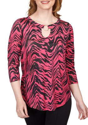 Women's Chevron Zebra Dew Drop O-Ring Top