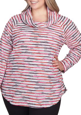 Plus Candy Space Dye Striped Chenille Top