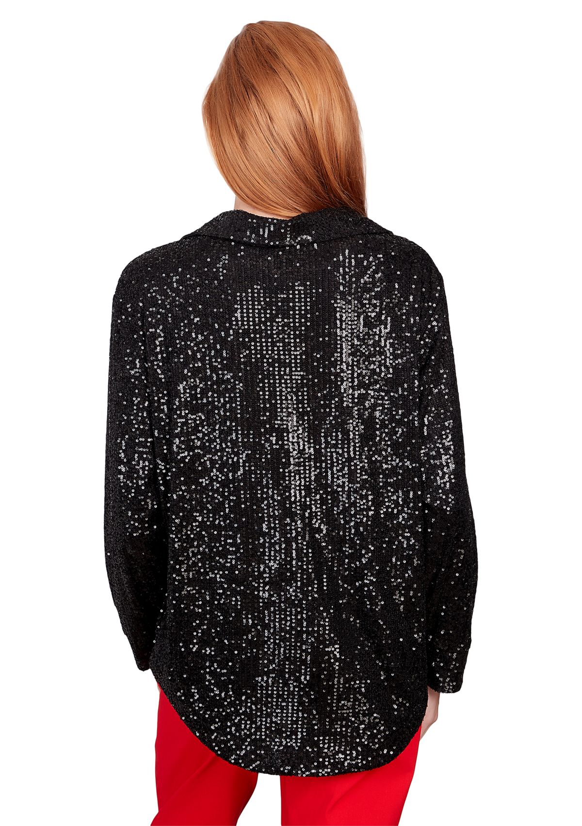Petite Shining Sequin Snap Front Shirt Jacket