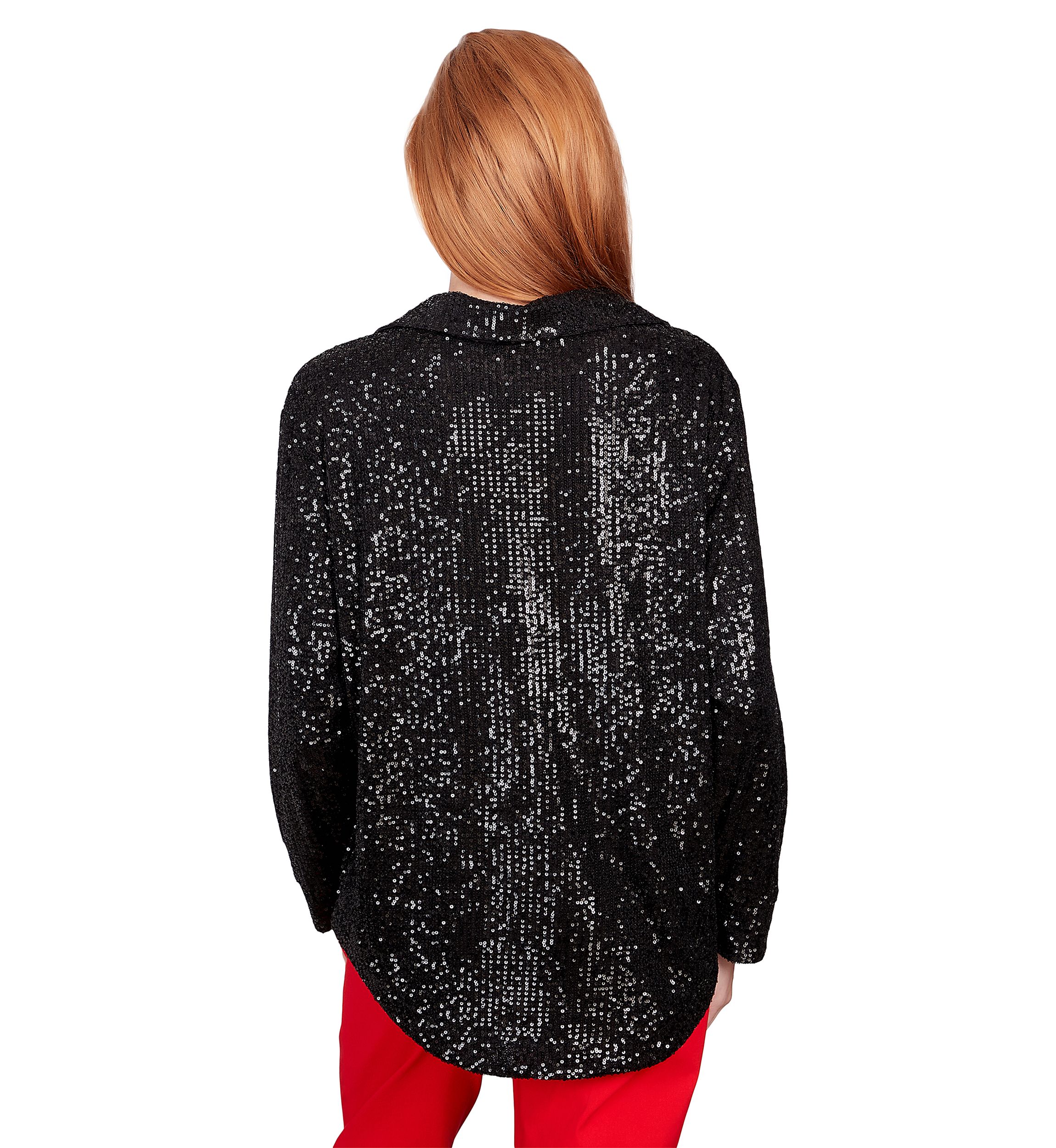 Petite Shining Sequin Snap Front Shirt Jacket