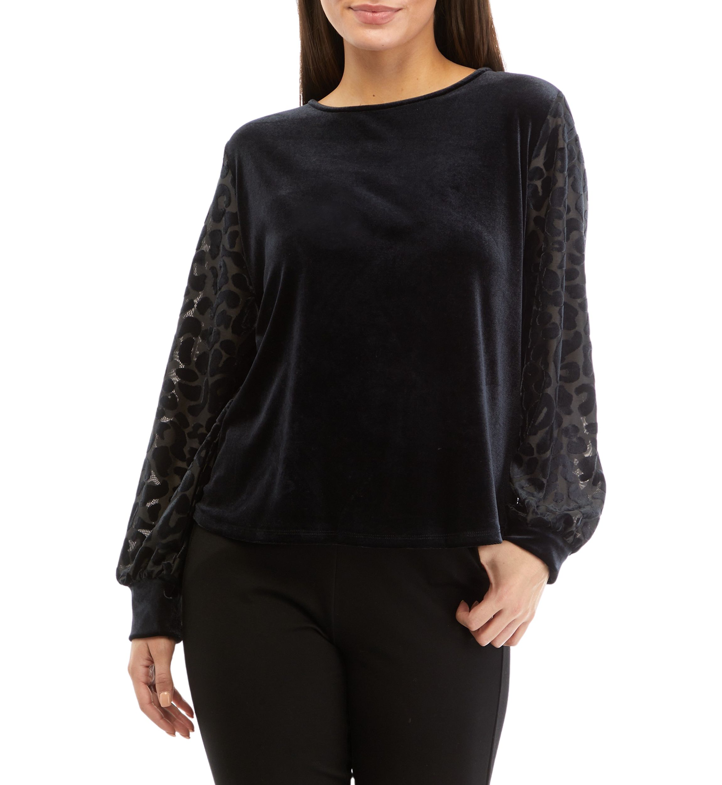 Petite Scoop Neck Stretch Velvet Sweatshirt