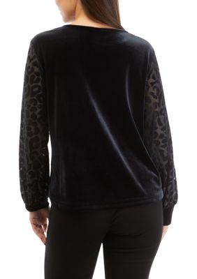 Petite Scoop Neck Stretch Velvet Sweatshirt