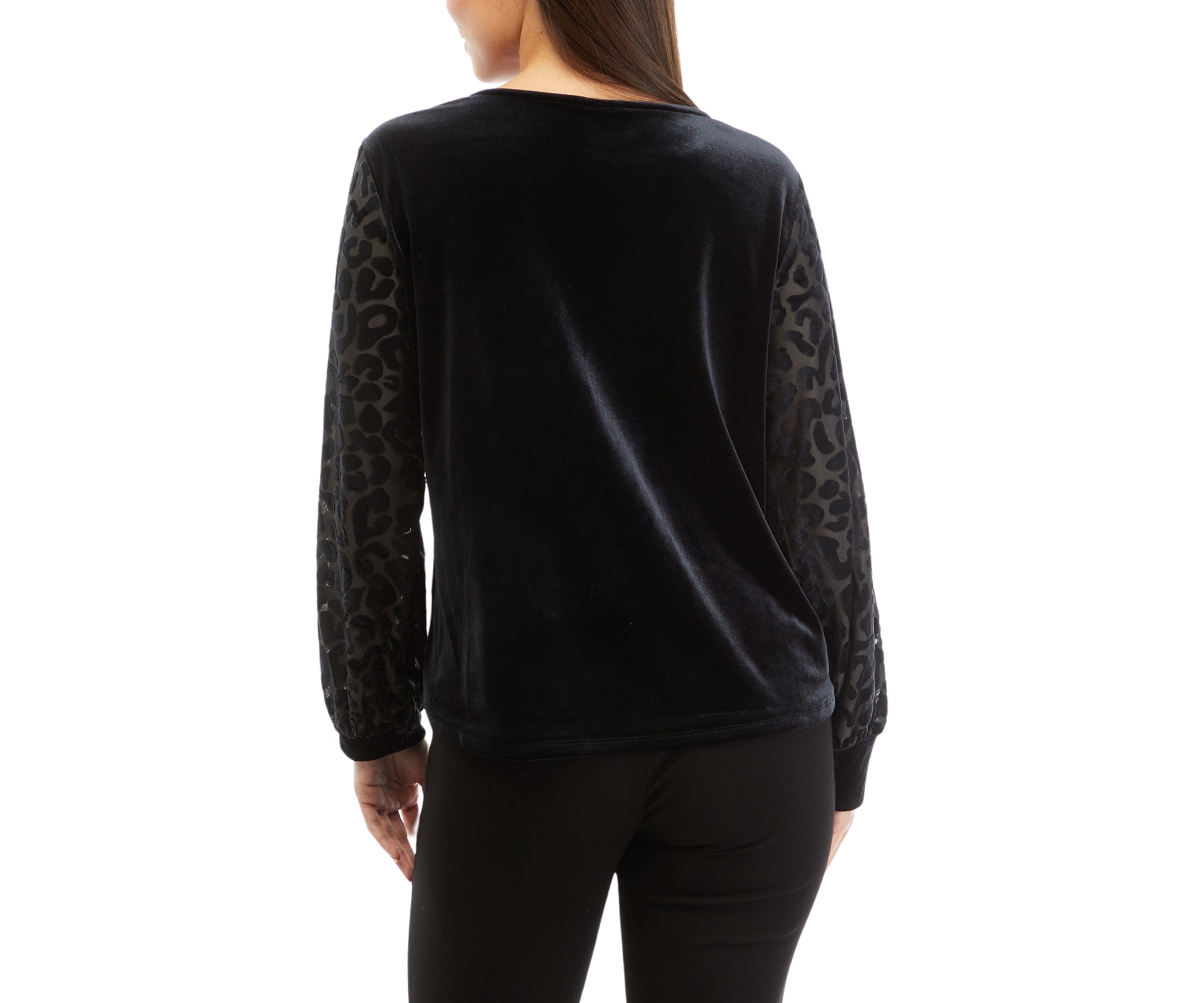 Petite Scoop Neck Stretch Velvet Sweatshirt