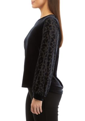 Petite Scoop Neck Stretch Velvet Sweatshirt