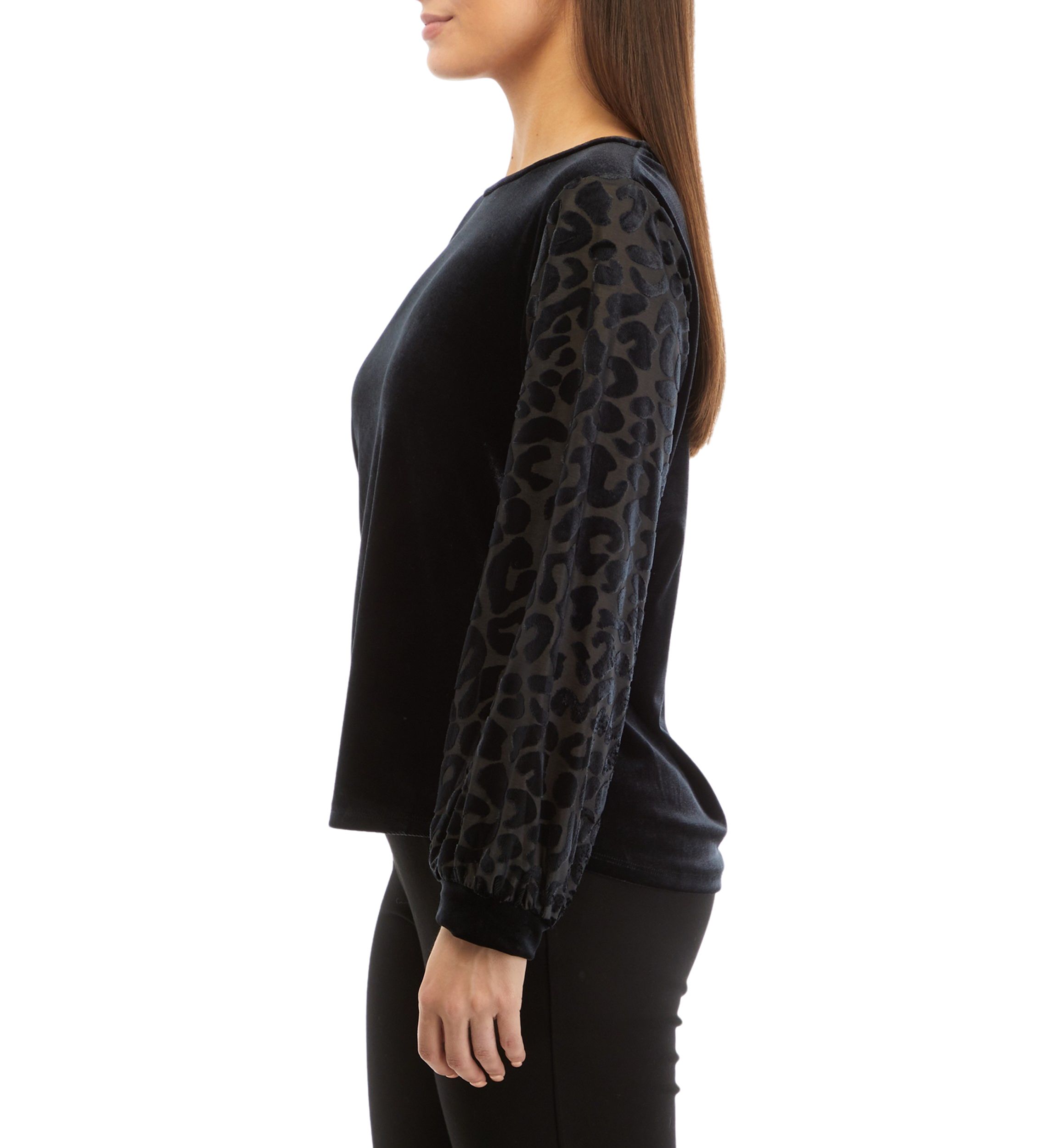 Petite Scoop Neck Stretch Velvet Sweatshirt