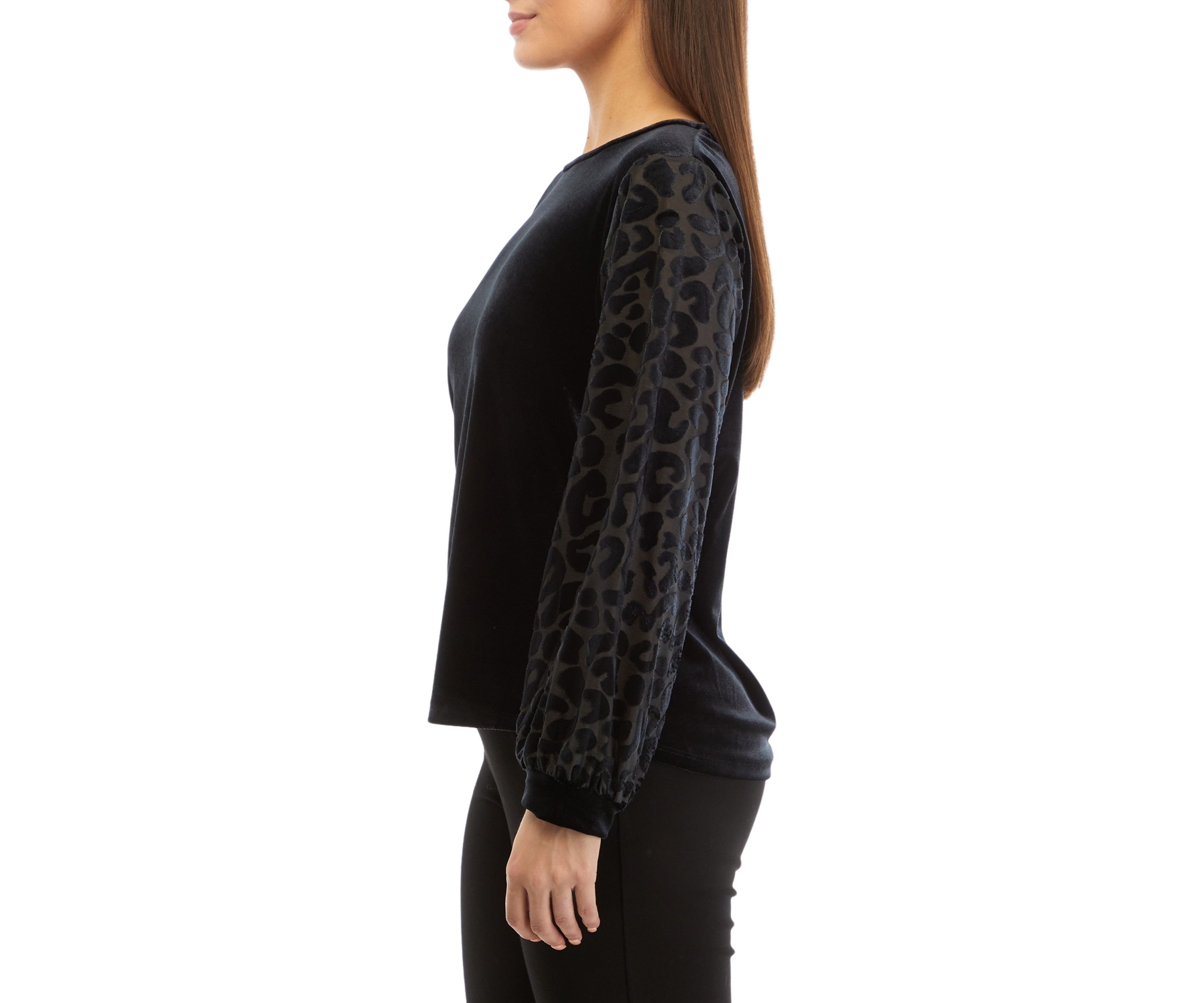 Petite Scoop Neck Stretch Velvet Sweatshirt