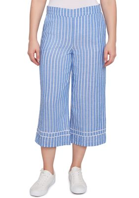 Ruby Rd Women's Yarn Dye Stripe Relaxed Soft Capri Pants