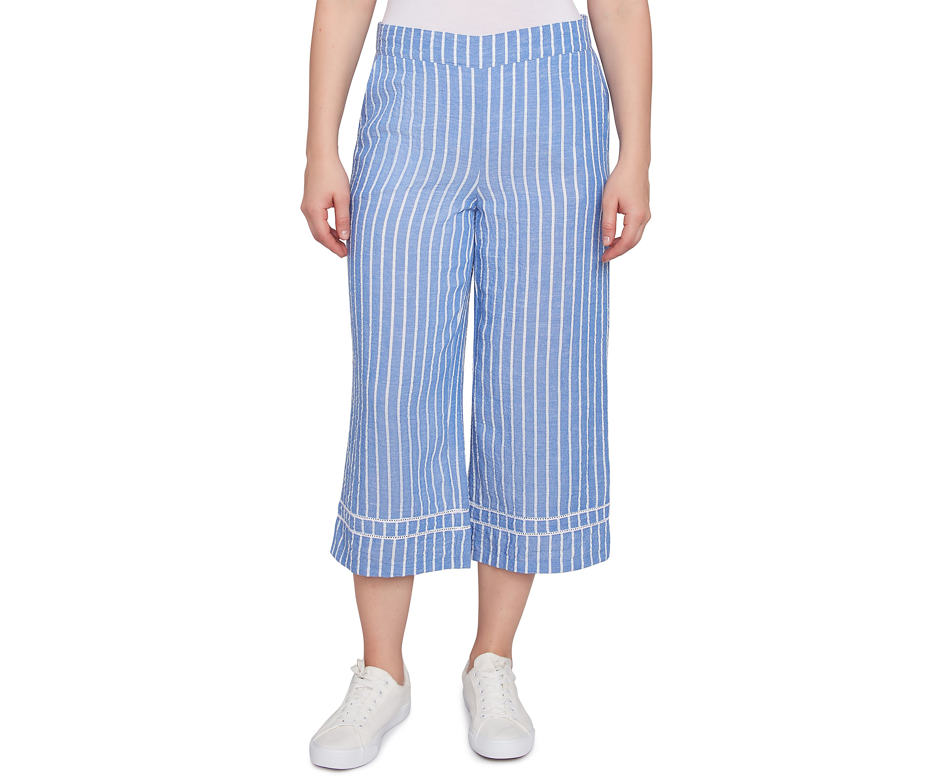 Womens Yarn Dye Stripe Relaxed Soft Capri Pants