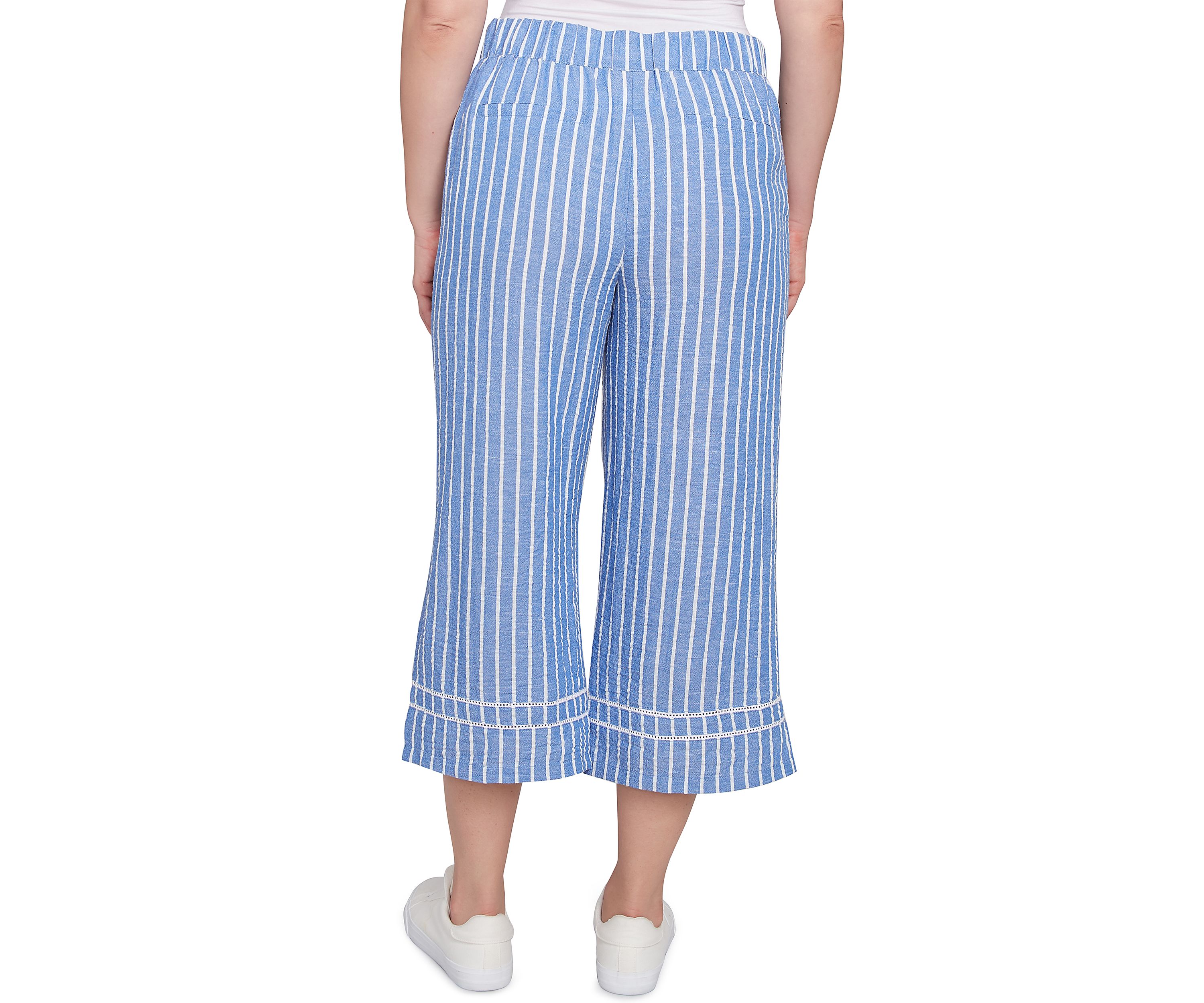 Womens Yarn Dye Stripe Relaxed Soft Capri Pants