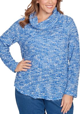 Ruby Rd Women's Plus Size Cowl Neck Nubby Boucle Top