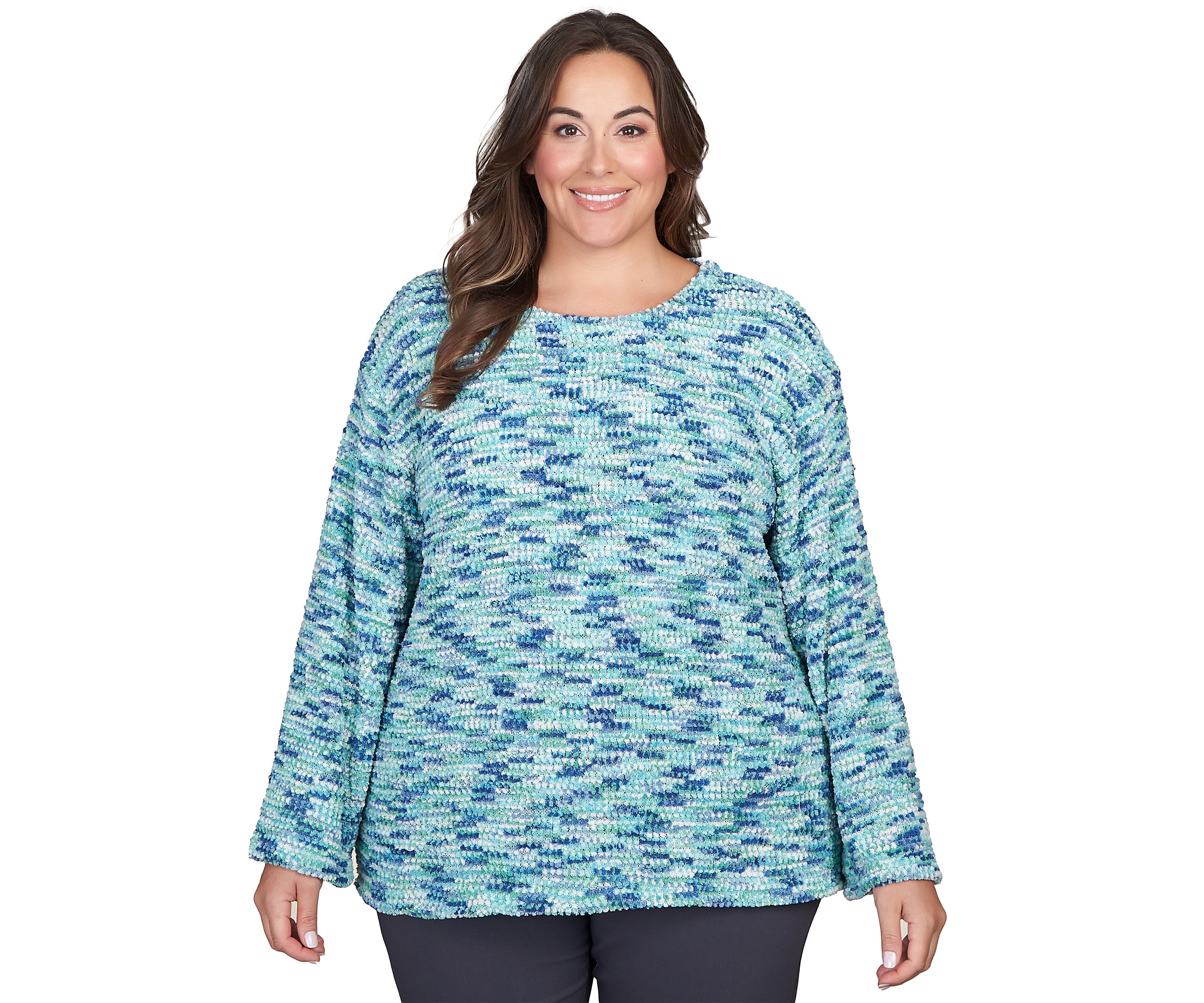 Plus Size Soft Textured Sweater Flowing Top