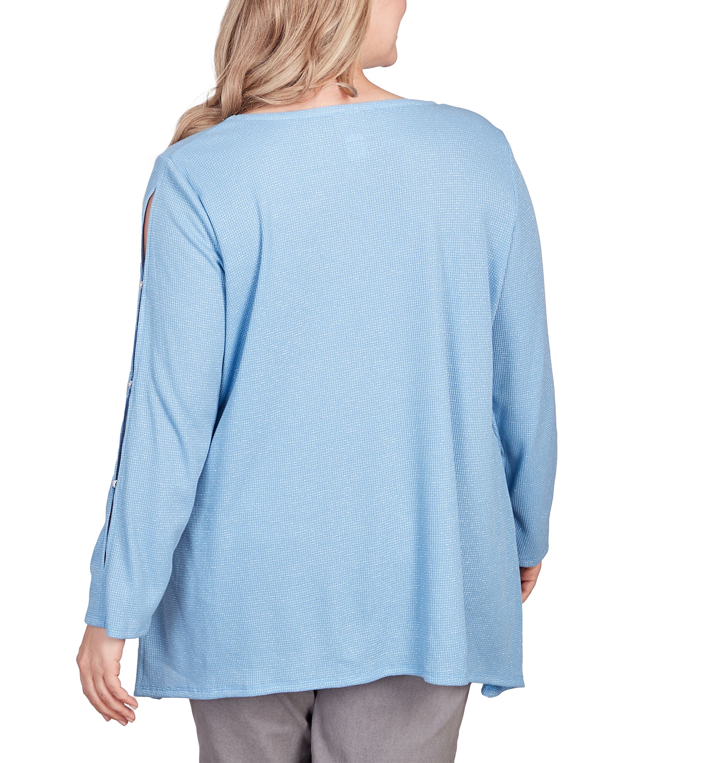 Plus Size Cutout Sleeve Waffle Knit Top