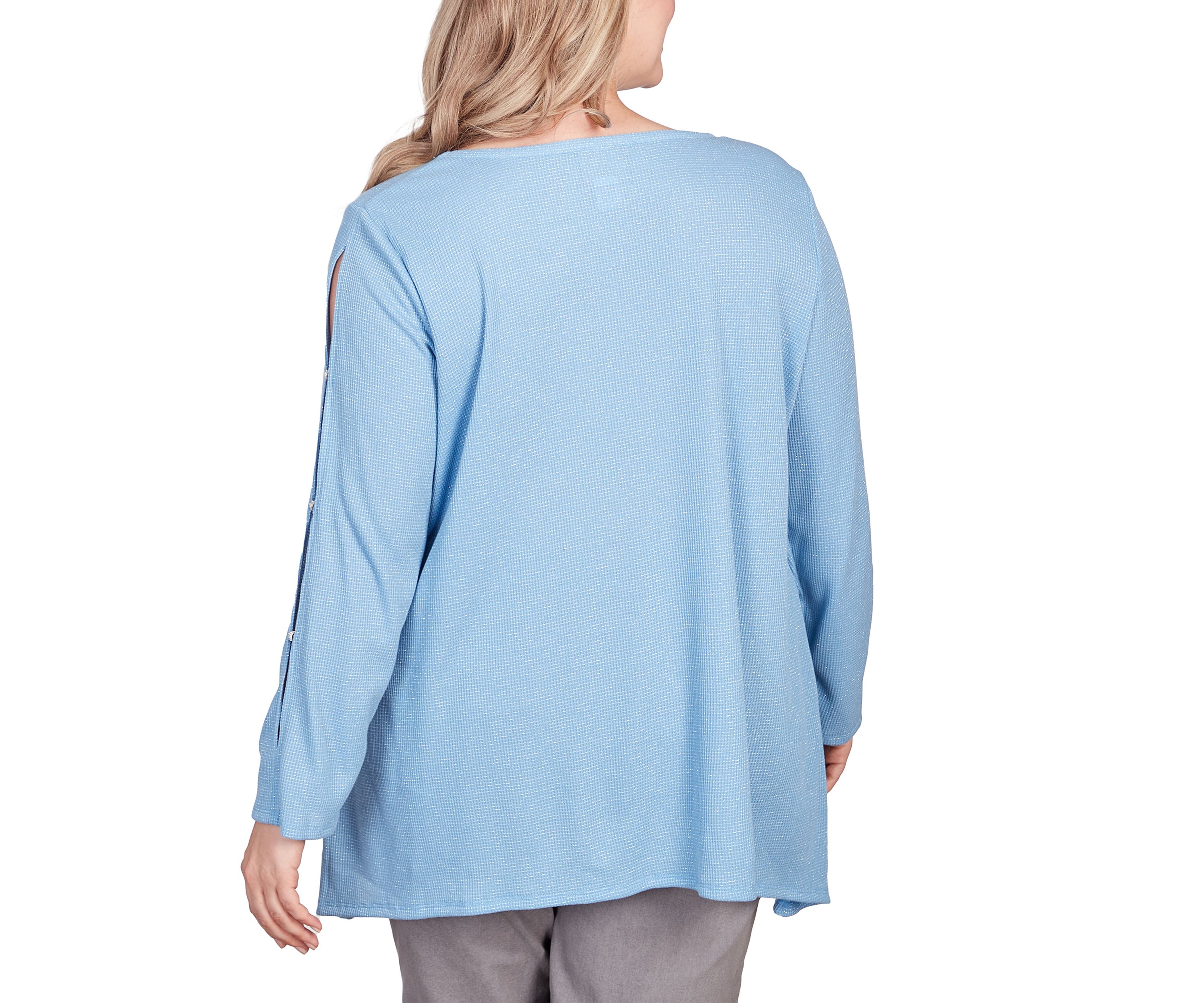 Plus Size Cutout Sleeve Waffle Knit Top