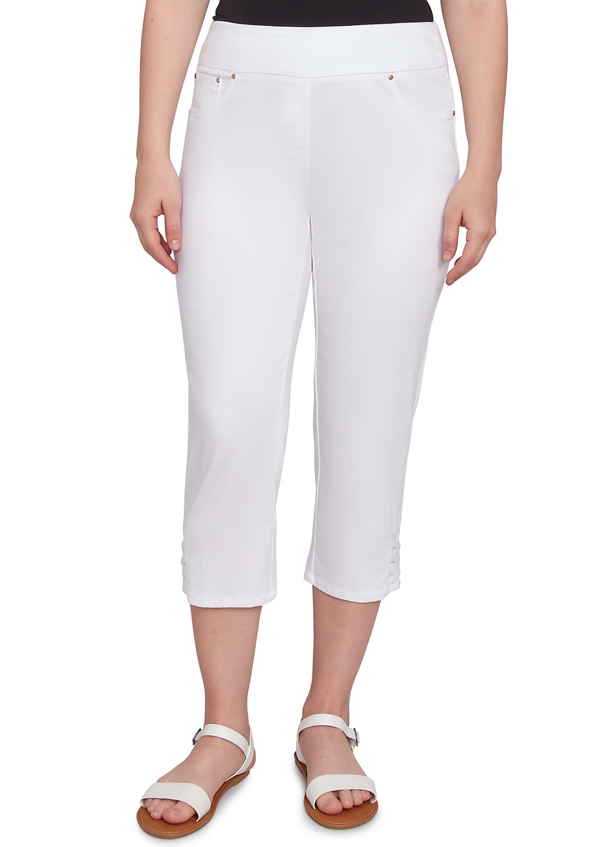 Womens Ladder Hem Soft Denim Capri Pants