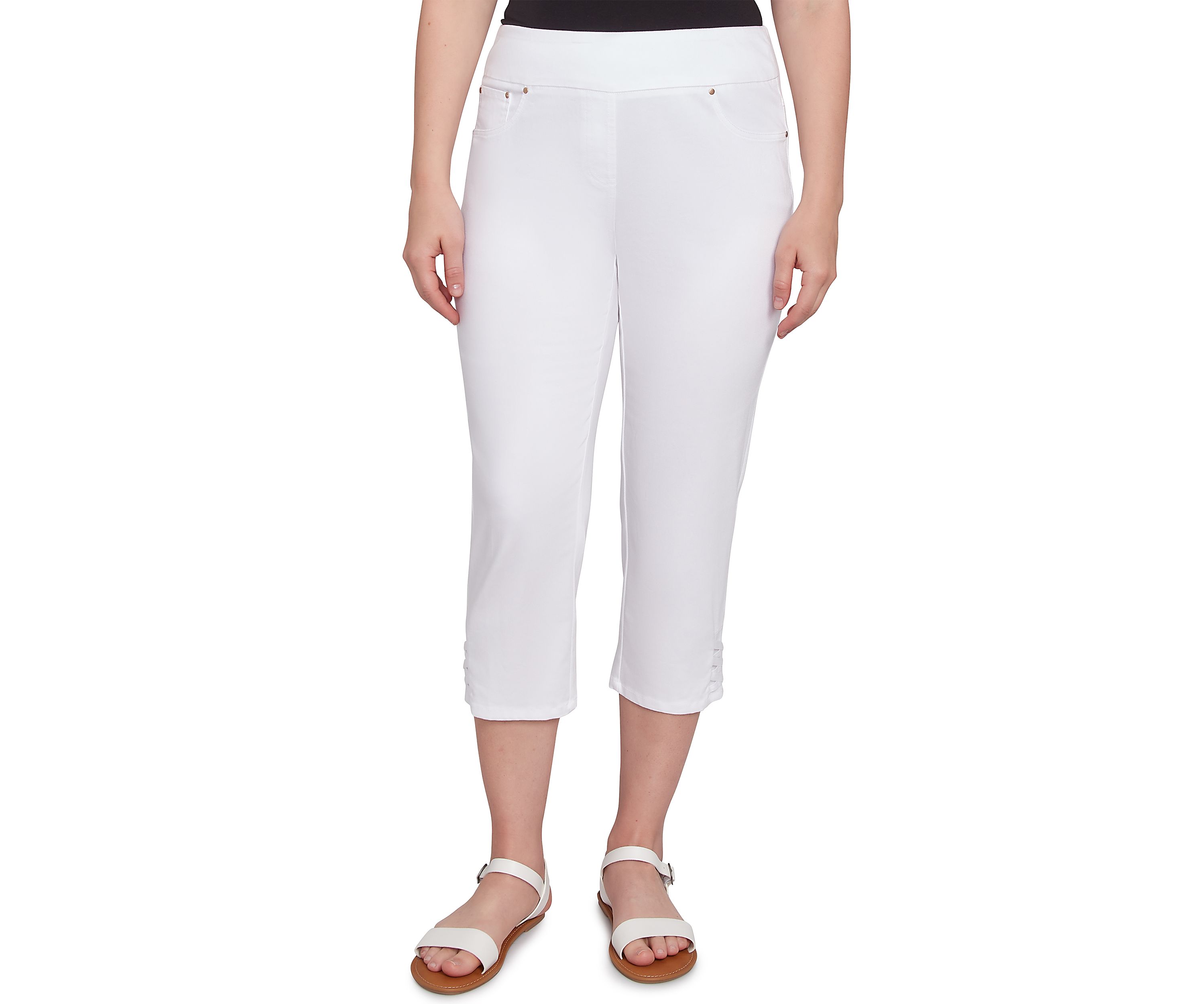 Womens Ladder Hem Soft Denim Capri Pants