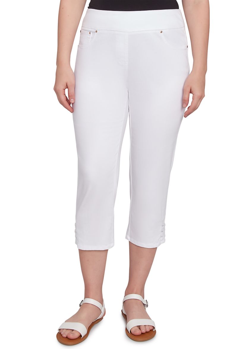 Womens Ladder Hem Soft Denim Capri Pants