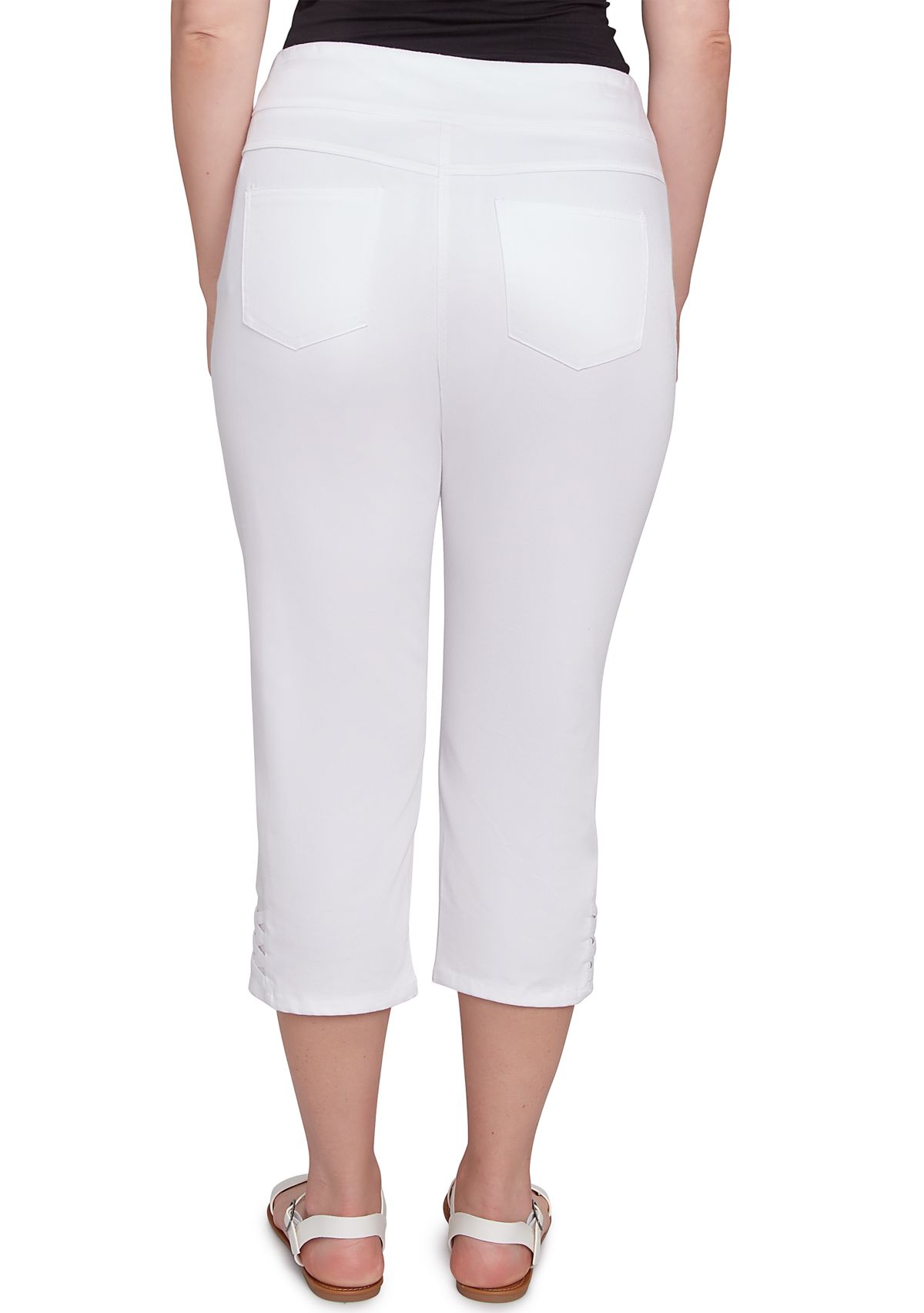 Womens Ladder Hem Soft Denim Capri Pants