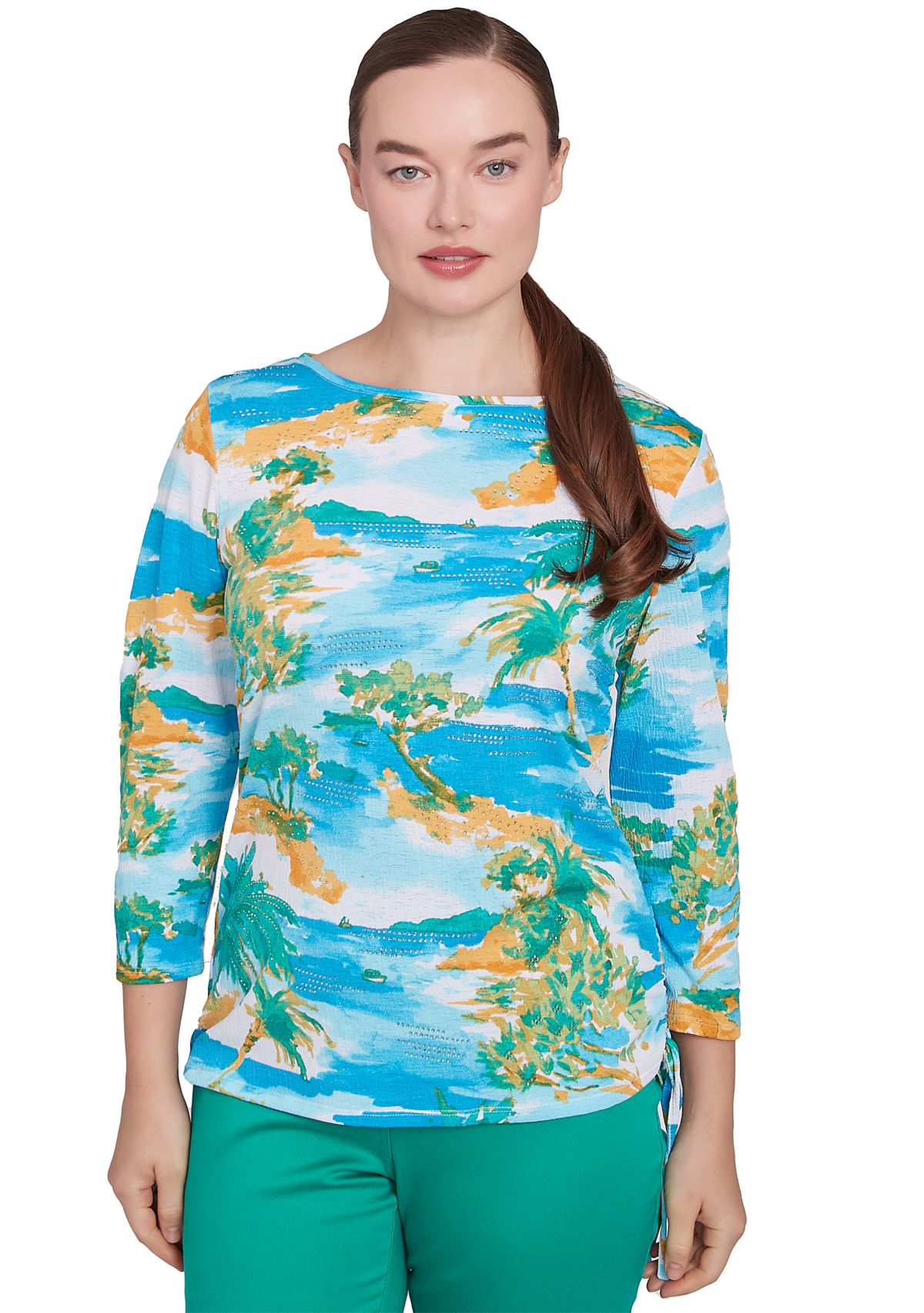 Womens Paradise Island Crinkle Knit Top