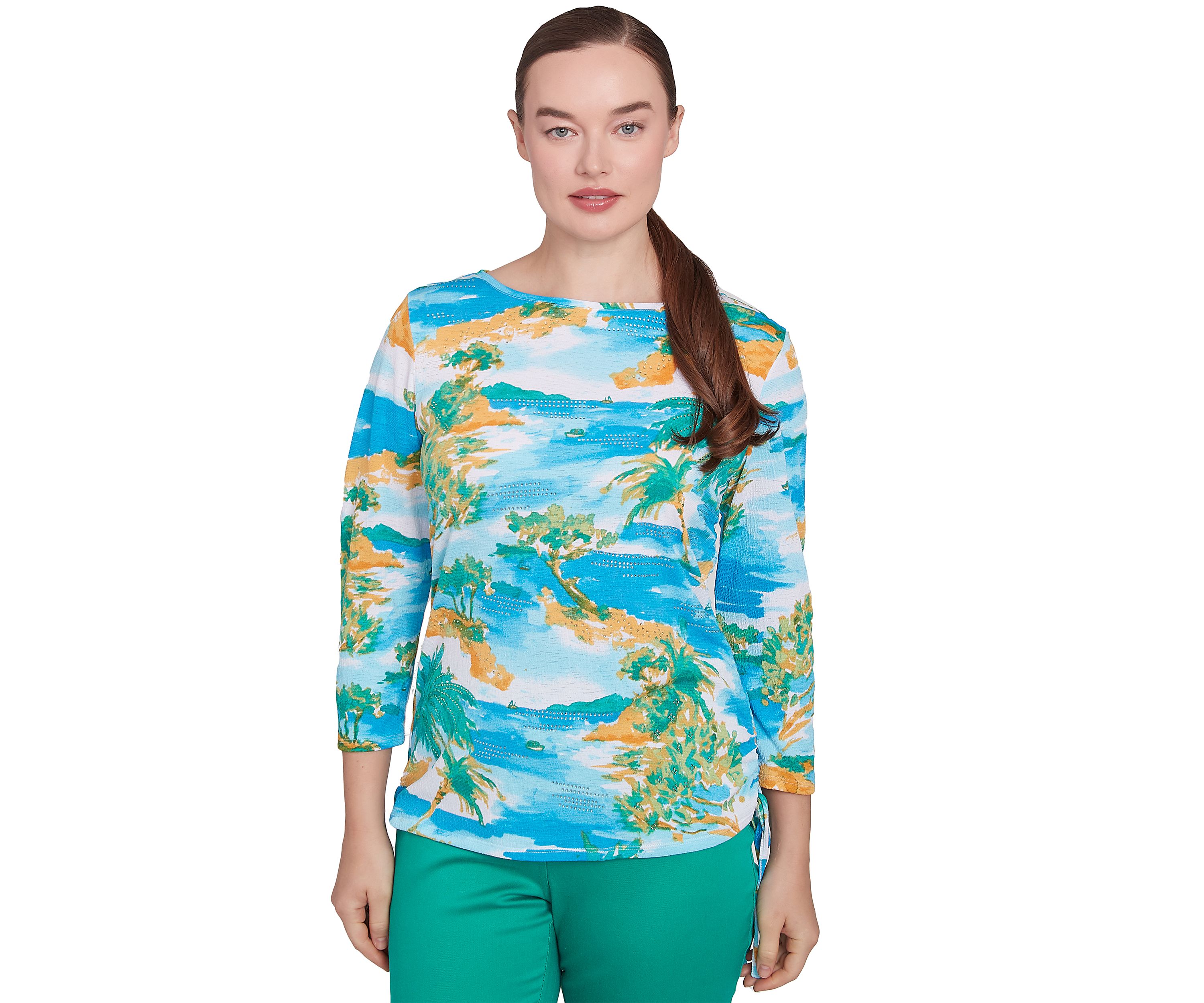 Womens Paradise Island Crinkle Knit Top