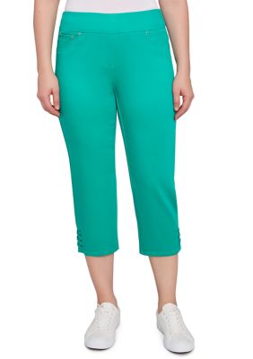 Ruby Rd Women's Plus Size Ladder Hem Soft Denim Capri Pants, 16W Short -  0197177381077