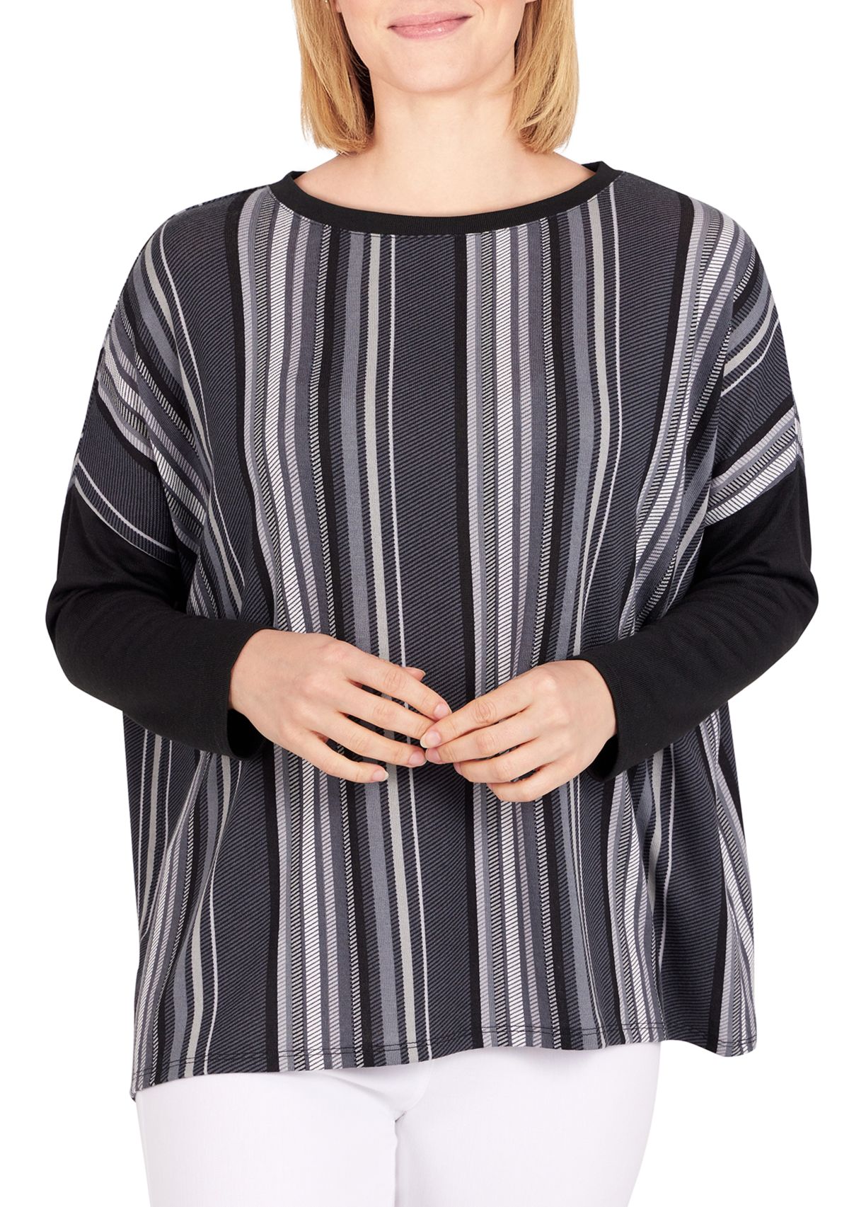 Womens Easy Chic Pullover Stripe Top