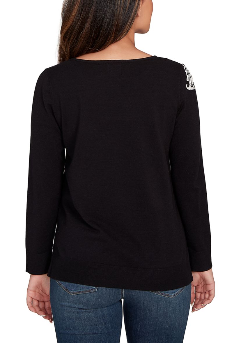 Womens Floral Paisley Jacquard Sweater