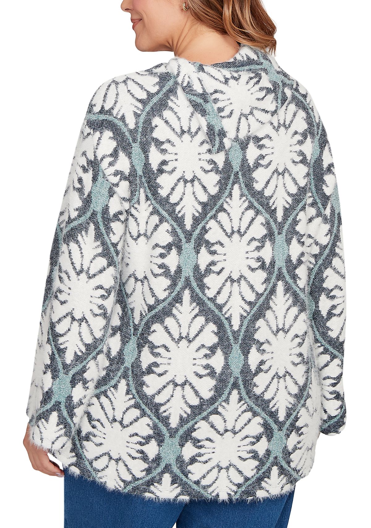 Plus Size Medallion Jacquard Sweater Knit Top