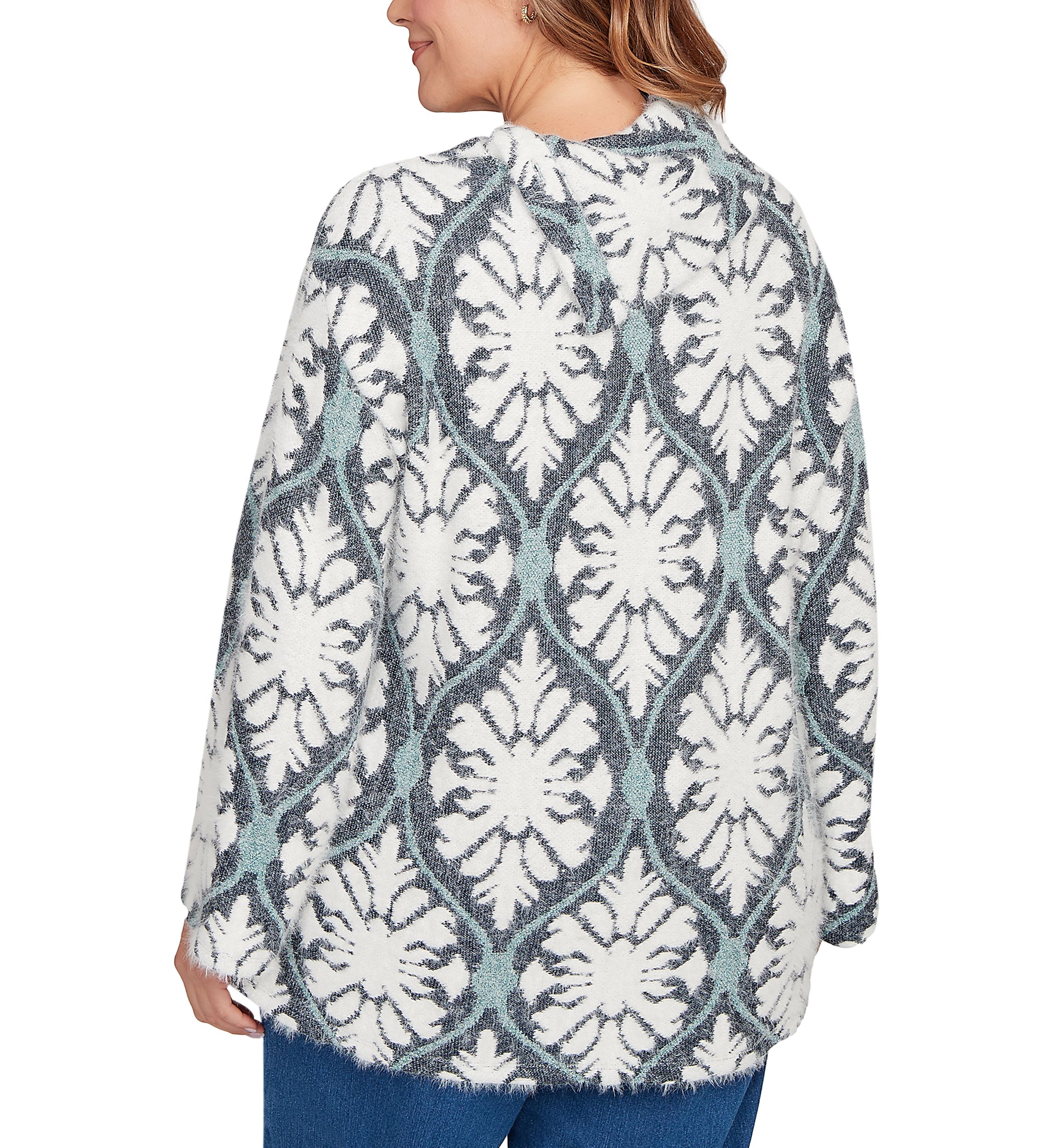 Plus Size Medallion Jacquard Sweater Knit Top
