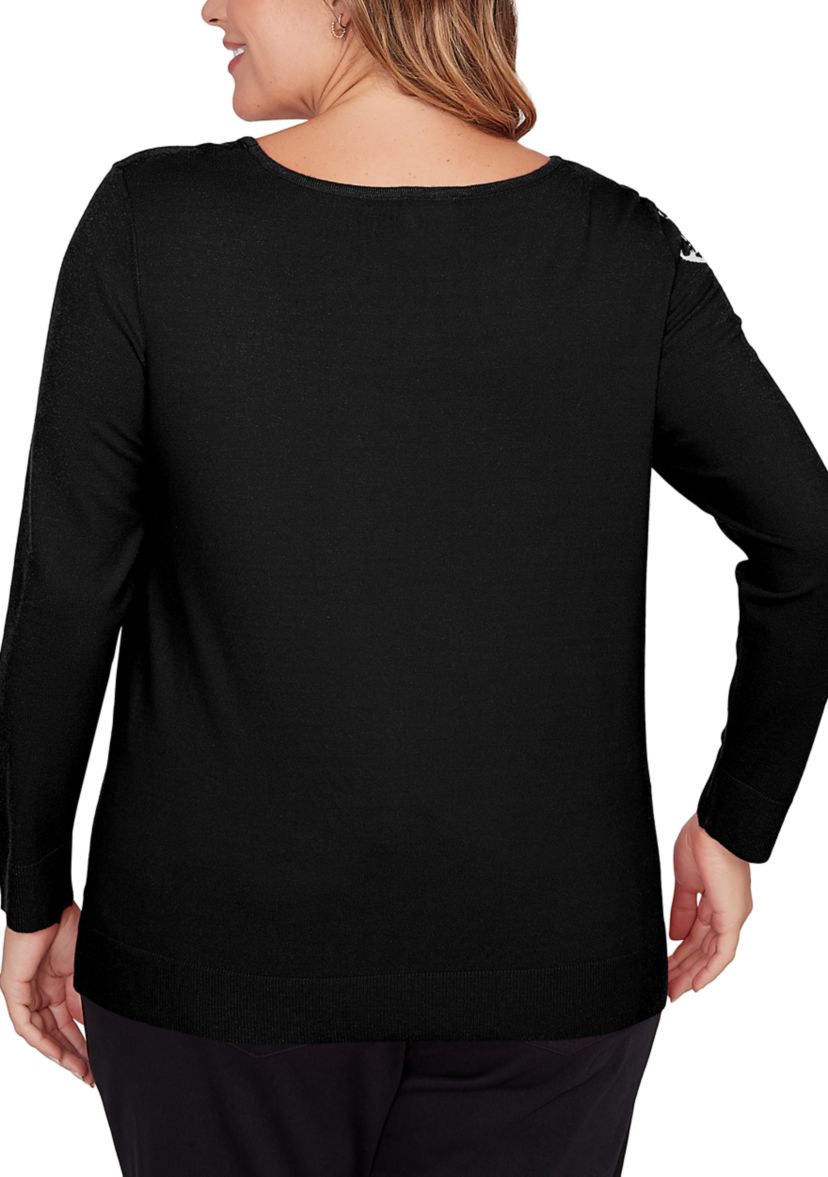 Plus Size Floral Paisley Jacquard Sweater