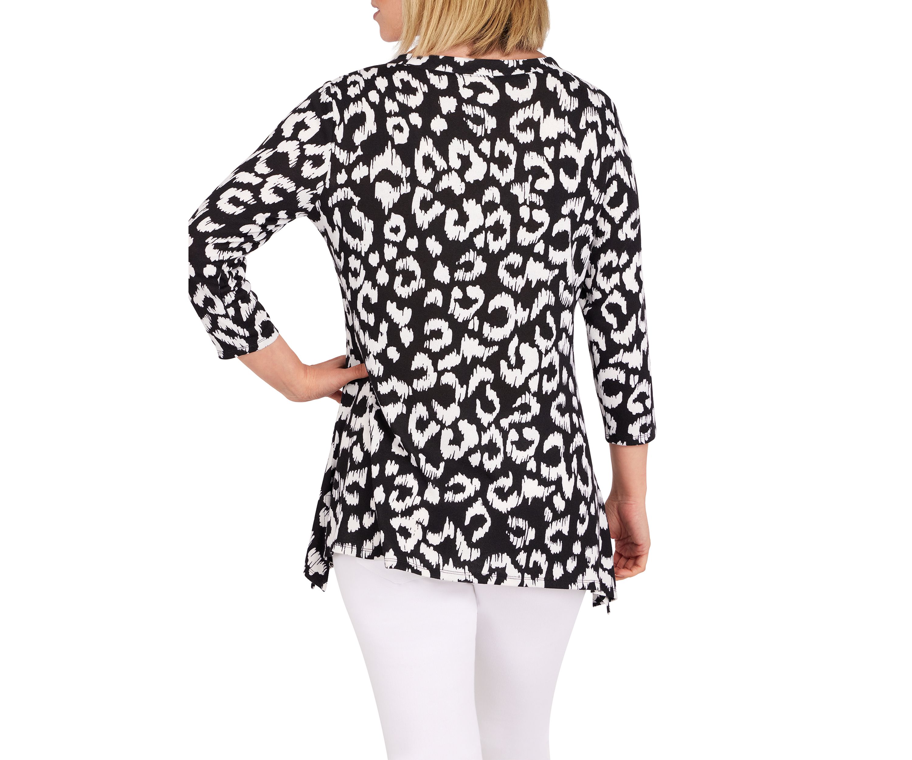 Petite Easy Chic Hacci Animal Print Top