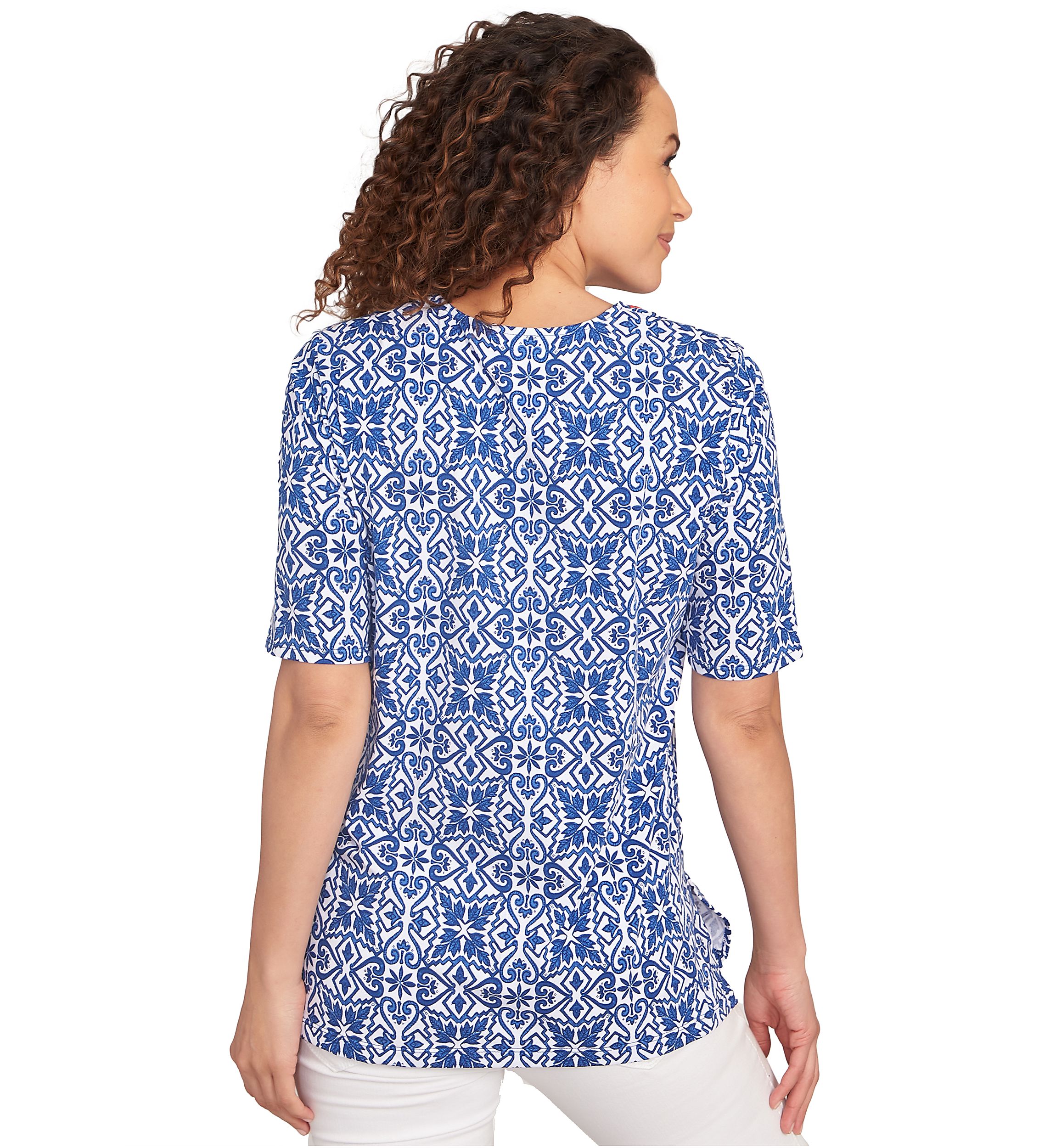Womens Pacific Medallions Embellished Knit Top