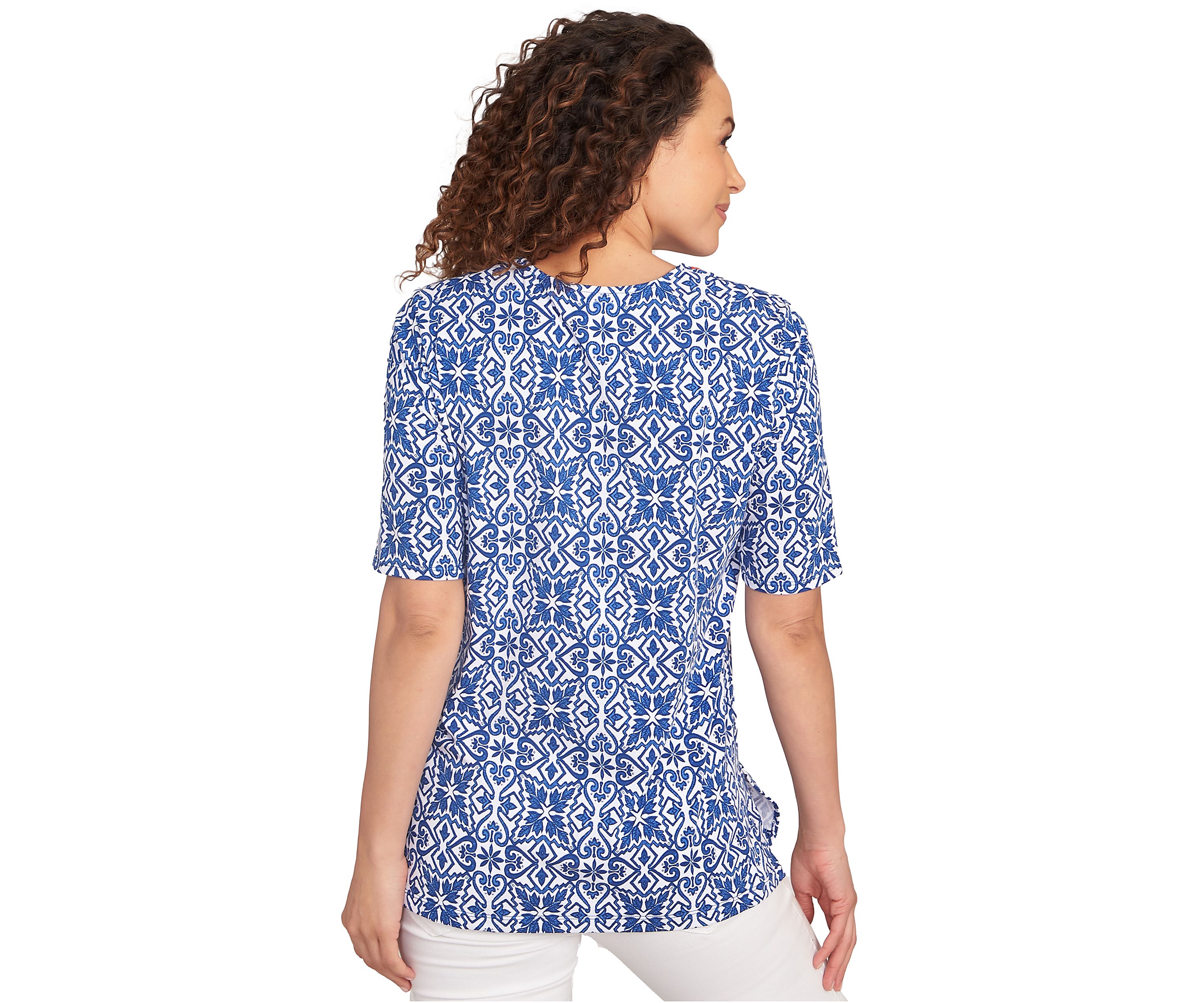 Womens Pacific Medallions Embellished Knit Top