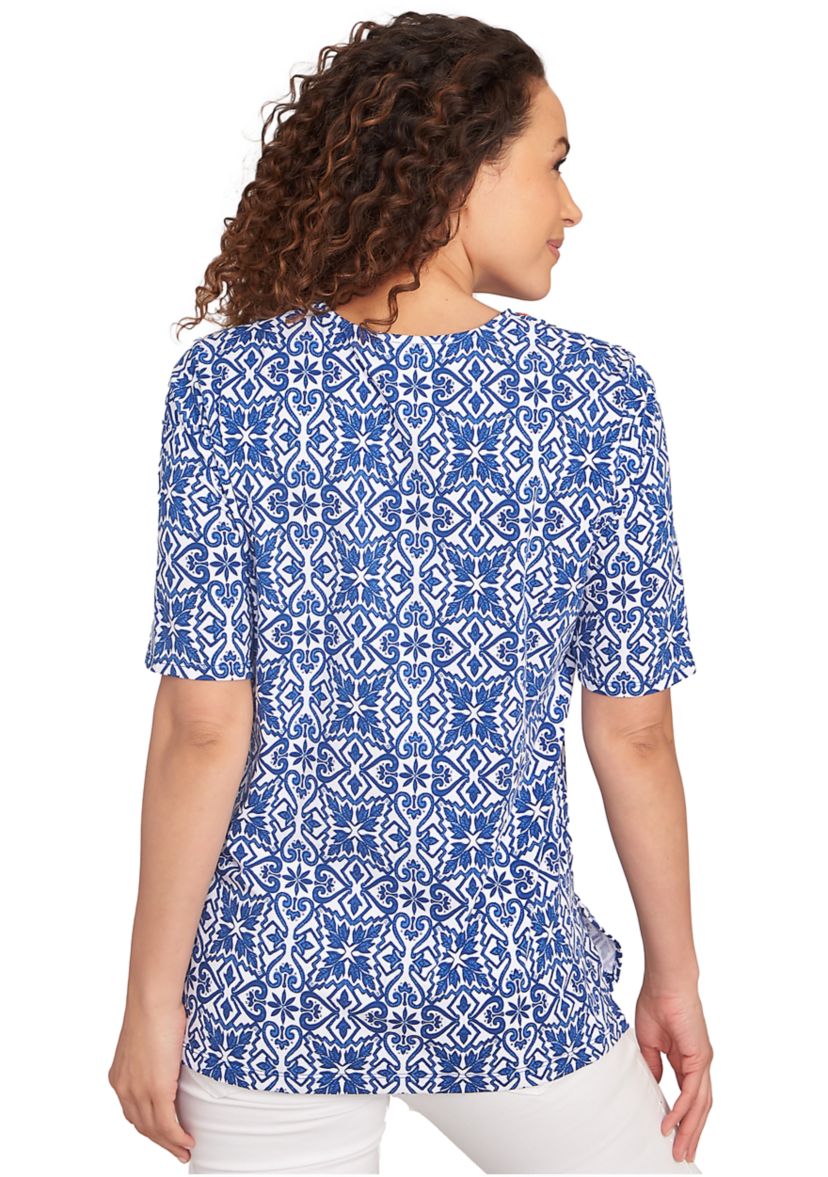 Womens Pacific Medallions Embellished Knit Top