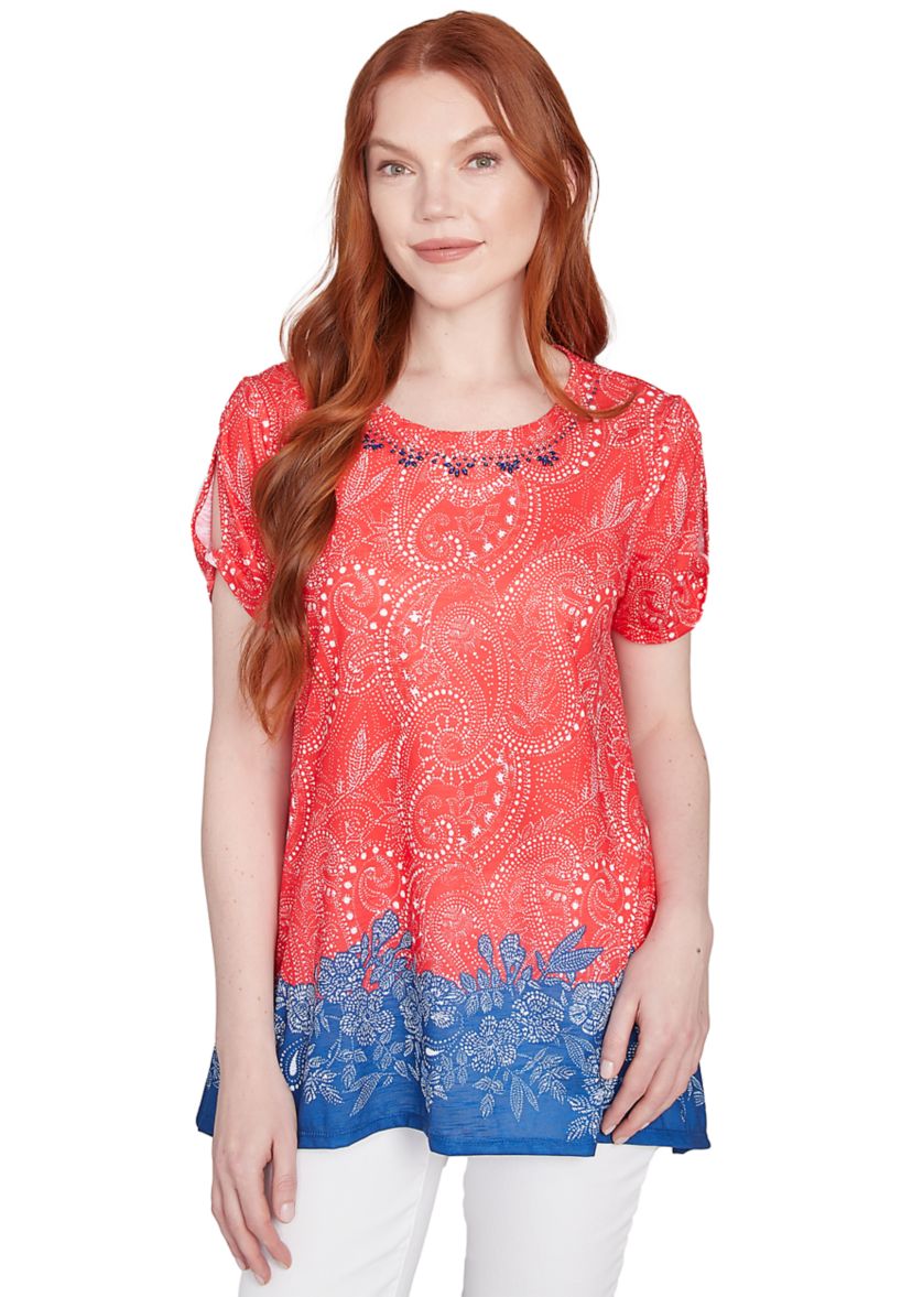 Womens Americana Embellished Jersey T-Shirt