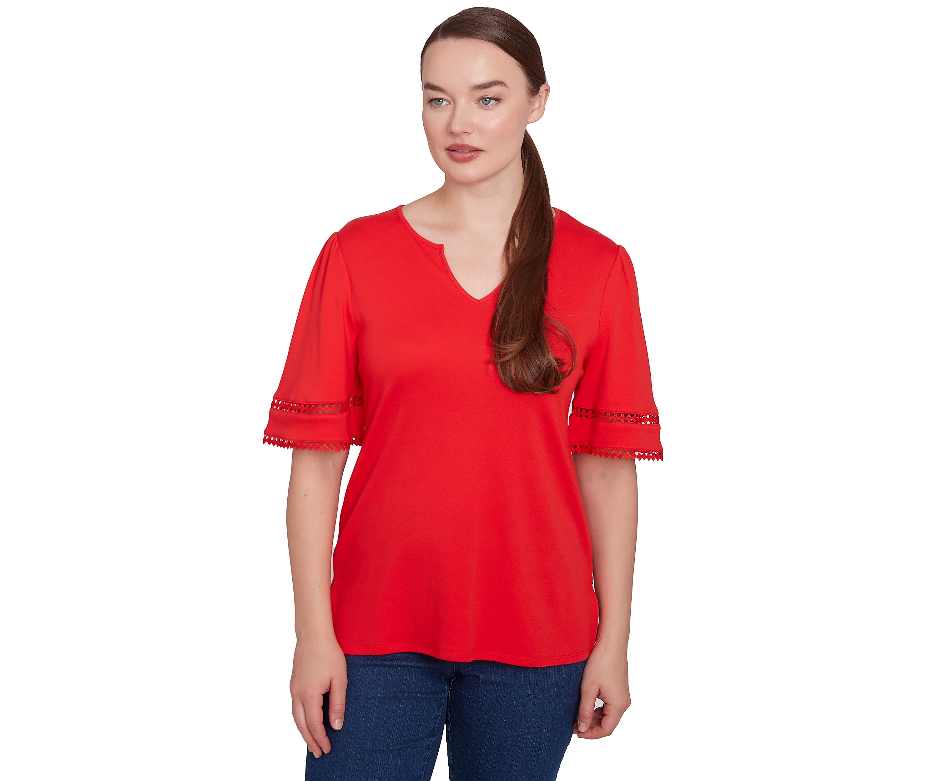 Womens Solid Diamond Stitch T-Shirt