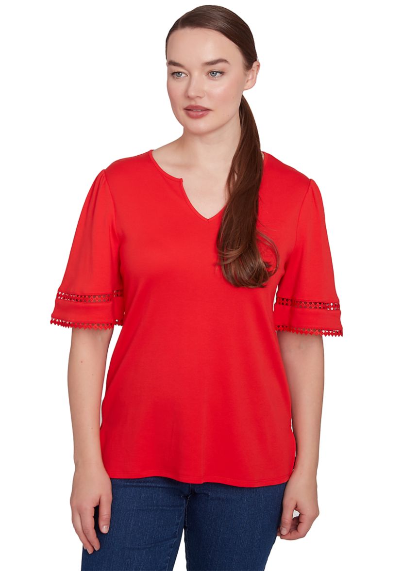 Womens Solid Diamond Stitch T-Shirt