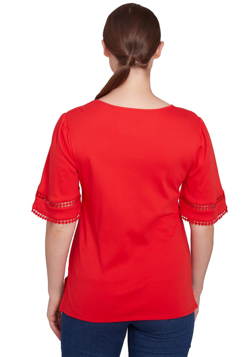 Womens Solid Diamond Stitch T-Shirt