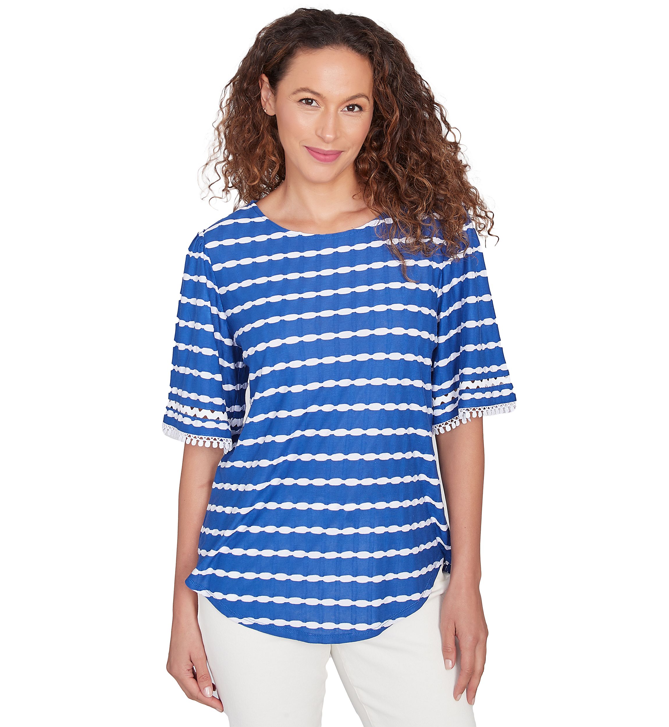 Womens Tapered Stripe Textured T-Shirt