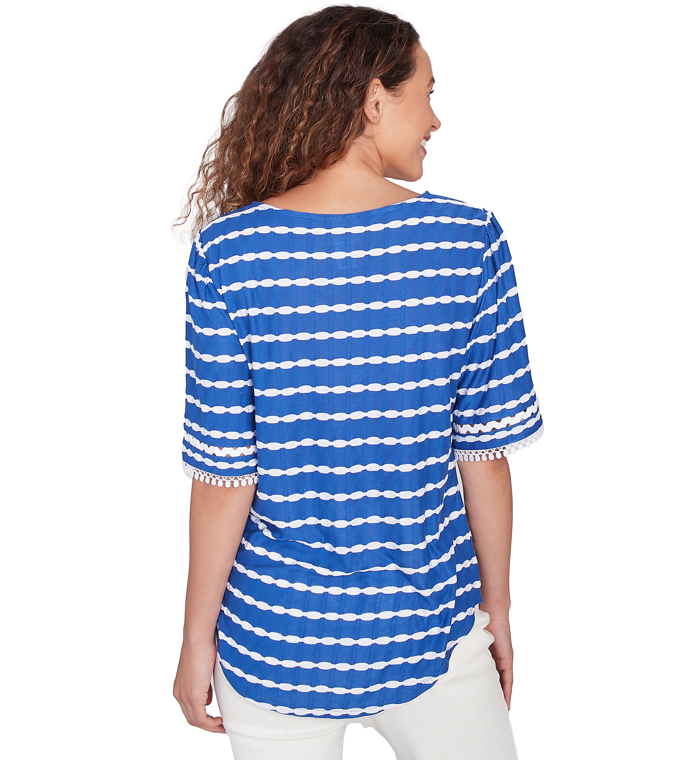 Womens Tapered Stripe Textured T-Shirt