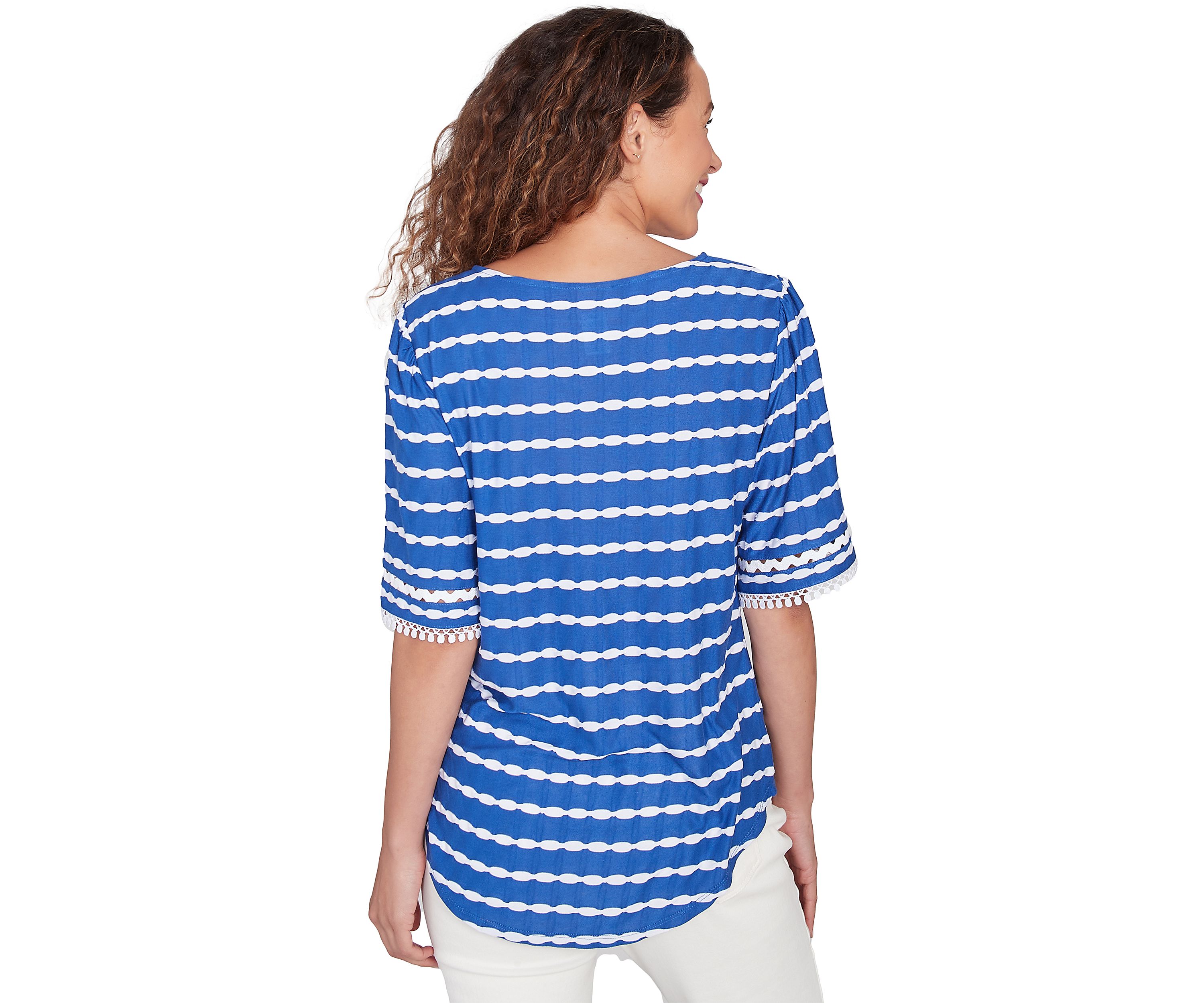 Womens Tapered Stripe Textured T-Shirt
