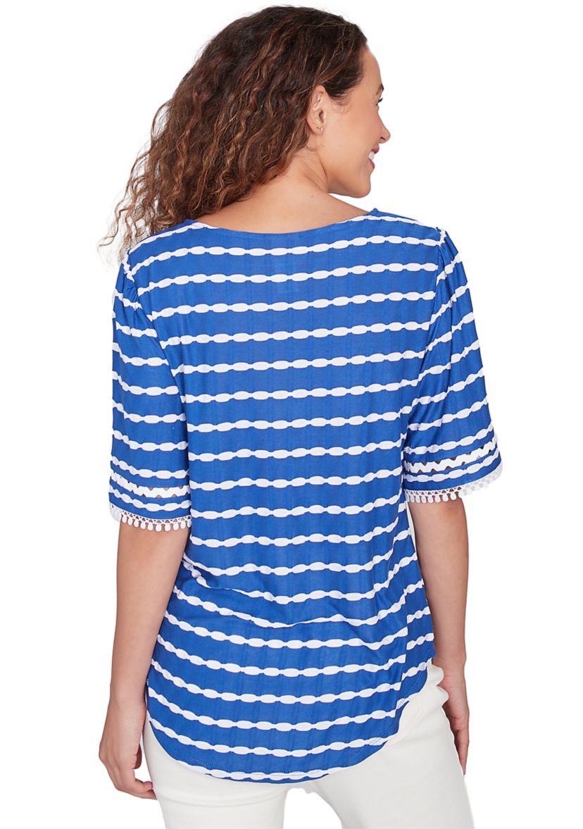 Womens Tapered Stripe Textured T-Shirt